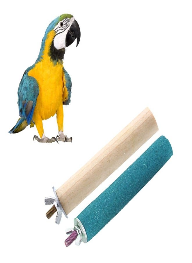 سايج سكوير مجموعة مجاثم رملية عادية ومربعة من خشب طبيعي خشن مقاس 8 بوصات مع مسمار طحن | حامل لعب، تدريب، ملحقات قفص | مناسبة للعصافير، الببغاوات، البادجي، الكوكاتيل (عبوة من قطعتين) - Image 1